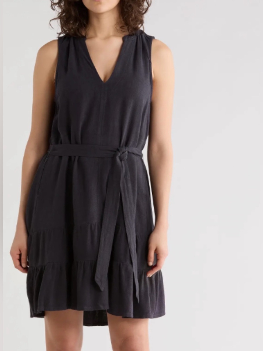 Splendid Hudson Flounce Hem Belted Dress Black XS/S NWT